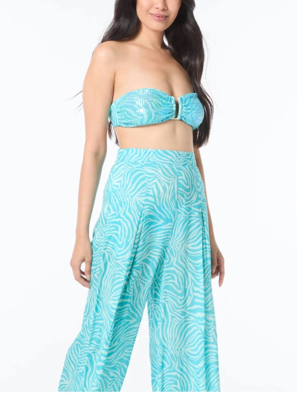 Vince Camuto Cover Up Pant - Aqua Swirl sz L $138R